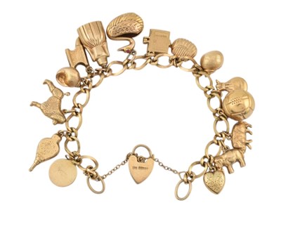 Lot 3 - HALLMARKED 9CT GOLD CHARM BRACELET