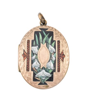 Lot 127 - A 19TH CENTURY ENAMEL DECORATED LOCKET NECKLACE PENDANT