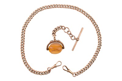 Lot 96 - 9CT GOLD WATCH CHAIN & SWIVEL FOB