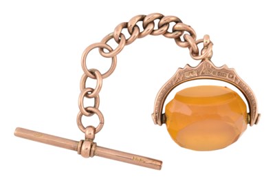 Lot 96 - 9CT GOLD WATCH CHAIN & SWIVEL FOB