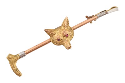 Lot 47 - EARLY 20TH CENTURY 15CT GOLD FOX BROOCH PIN