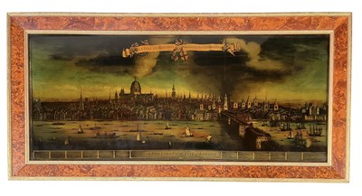 Lot 574 - AFTER JAN KIP - PROSPECT OF THE CITY OF LONDON - 19TH CENTURY STYLE REVERSE GLASS PRINT