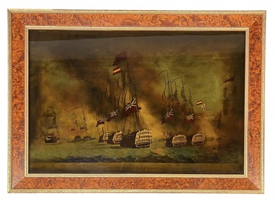 Lot 571 - AFTER ROBERT DODD - THE BRITISH FLEET BY ADMIRAL JOHN JERVIS - REVERSE GLASS PRINT