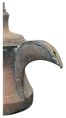 Lot 464 - 19TH CENTURY MIDDLE EASTERN BRASS & TINNED COPPER DALLAH POT