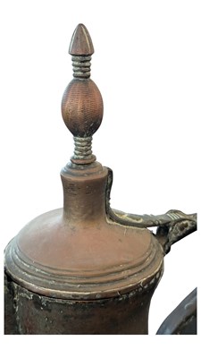 Lot 464 - 19TH CENTURY MIDDLE EASTERN BRASS & TINNED COPPER DALLAH POT