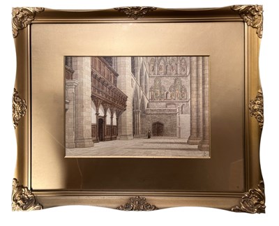 Lot 622 - EARLY 20TH CENTURY WATERCOLOUR ON PAPER ARCHITECTURAL PAINTING OF CATHEDRAL