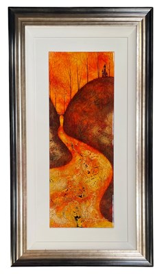Lot 47 - KERRY DARLINGTON CONTEMPORARY - MIXED MEDIA PAINTING OF A RIVER ON BOARD