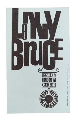 Lot 53 - LENNY BRUCE (D.1966) - SCARCE ORIGINAL FLYER FOR A GIG THAT NEVER HAPPENED