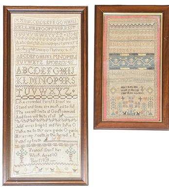 Lot 368 - TWO EARLY 19TH CENTURY 1820 & 1839 NEEDLEPOINT SAMPLERS