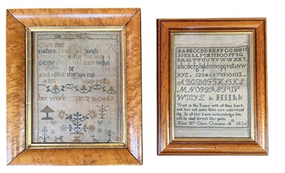 Lot 382 - TWO EARLY 19TH CENTURY 1817 & 1826 HAND-SEWN NEEDLEPOINT SAMPLERS