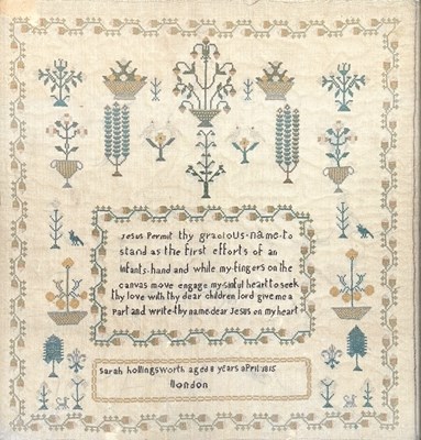 Lot 309 - GEORGE IV EARLY 19TH CENTURY 1815 NEEDLEPOINT SAMPLER BY SARAH HOLLINGSWORTH