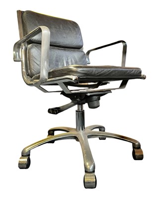 Lot 43 - OFFICE SOFT PAD CHAIR - 20TH CENTURY CHROME AND LEATHER DESK CHAIR