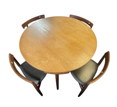 Lot 45 - HANS OLSEN FOR FREM ROJLE - ROUNDETTE - RETRO DANISH TEAK TABLE AND CHAIRS