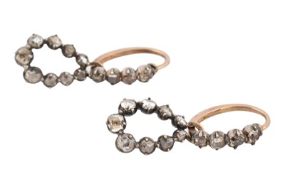 Lot 10 - A PAIR OF 19TH CENTURY DAY & NIGHT DIAMOND SET HOOP EARRINGS