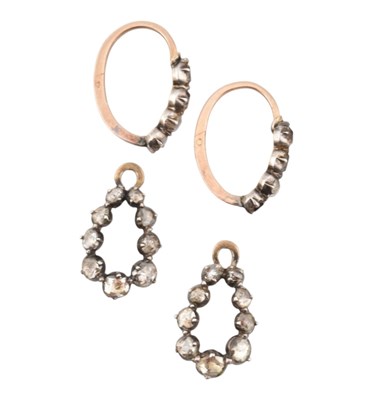 Lot 10 - A PAIR OF 19TH CENTURY DAY & NIGHT DIAMOND SET HOOP EARRINGS