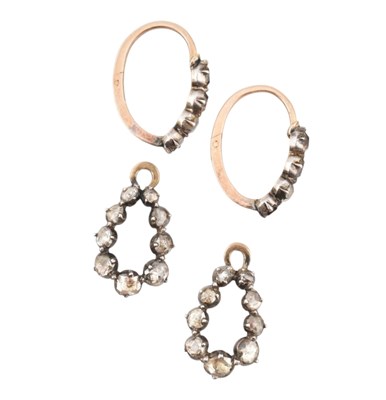 Lot 10 - A PAIR OF 19TH CENTURY DAY & NIGHT DIAMOND SET HOOP EARRINGS