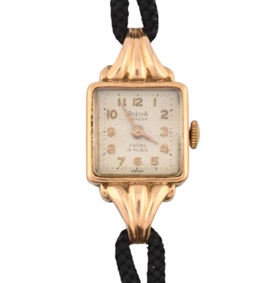 Lot 154 - 18CT GOLD CASED ART DREFFA GENEVE CASED WRISTWATCH