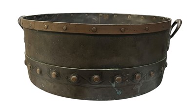 Lot 540 - 19TH CENTURY COPPER & STUDDED TWIN HANDLED BUCKET