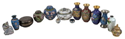Lot 138 - COLLECTION OF 20TH CENTURY CHINESE CIOISONNE POTS / VASES AND CRUET SET