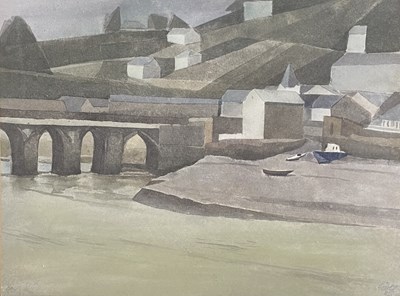 Lot 98 - STEPHAN P. GOLL (20TH CENTURY) - BIDEFORD BRIDGE, 1985 - WATERCOLOUR