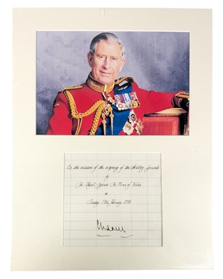 Lot 6 - CHARLES III - AUTOGRAPH FROM A VISITOR'S BOOK