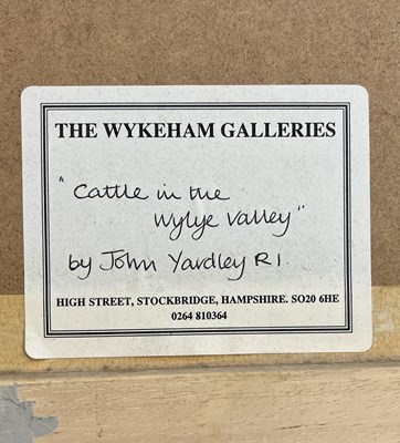 Lot 28 - JOHN YARDLEY (B. 1933) - CATTLE IN THE WYLYE VALLEY - WATERCOLOUR ON PAPER