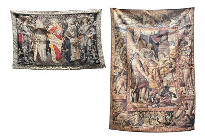 Lot 531 - TWO FLEMISH INSPIRED 20TH CENTURY NEEDLEPOINT WALL TAPESTRIES
