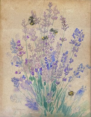 Lot 290 - KATHARINE CAMERON (SCOTTISH, 1874-1965) - SWEET LAVENDER - WATERCOLOUR WITH BEES