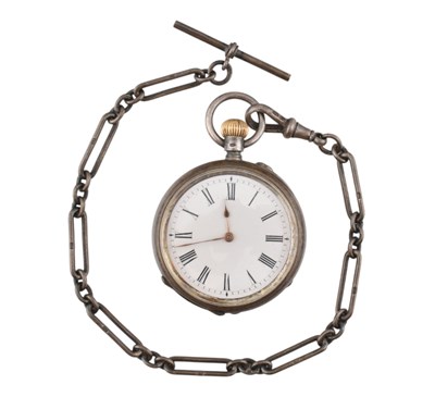 Lot 390 - VICTORIAN SWISS 935 SILVER POCKET WATCH & CHAIN