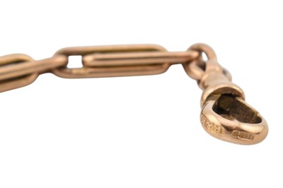 Lot 66 - EARLY 20TH CENTURY 9CT GOLD FANCY LINK WATCH CHAIN