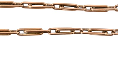 Lot 66 - EARLY 20TH CENTURY 9CT GOLD FANCY LINK WATCH CHAIN