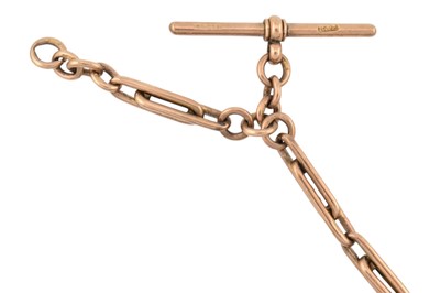 Lot 66 - EARLY 20TH CENTURY 9CT GOLD FANCY LINK WATCH CHAIN