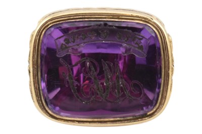 Lot 91 - 19TH CENTURY VICTORIAN AMETHYST INTAGLIO WATCH FOB