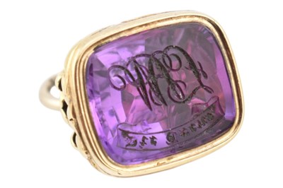 Lot 91 - 19TH CENTURY VICTORIAN AMETHYST INTAGLIO WATCH FOB