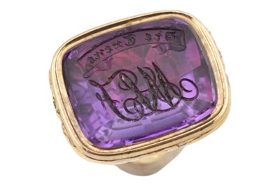 Lot 91 - 19TH CENTURY VICTORIAN AMETHYST INTAGLIO WATCH FOB