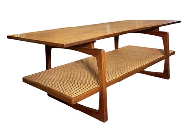 Lot 5 - G PLAN - MID 20TH CENTURY TEAK & RATTAN COFFEE TABLE