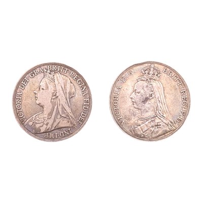 Lot 87 - 1889 & 1896 QUEEN VICTORIA SILVER CROWNS