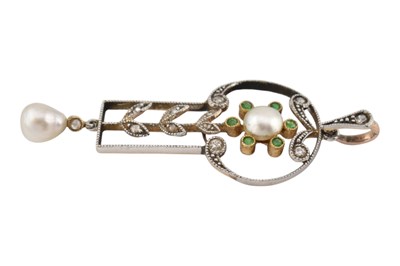 Lot 42 - EDWARDIAN BELLE EPOQUE DIAMOND PEARL GARNET PENDANT