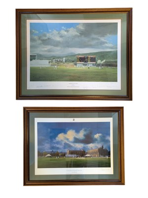 Lot 382 - JACK RUSSELL M.B.E. (B. 1963) - TWO LIMITED EDITION SIGNED CRICKET PRINTS