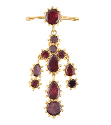 Lot 99 - 19TH CENTURY GEORGIAN GIRANDOLE GARNET BROOCH PIN