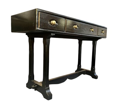 Lot 293 - ERCOL FURNITURE - RETRO 20TH CENTURY PAINTED BEECH & ELM WRITING TABLE DESK