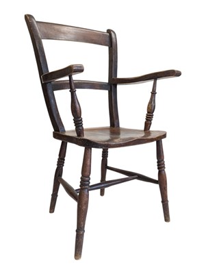 Lot 939 - 19TH CENTURY VICTORIAN ELM WINDSOR BAR BACK ARMCHAIR