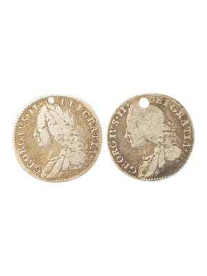 Lot 46 - 1757 & 1758 KING GEORGE II SILVER SHILLINGS