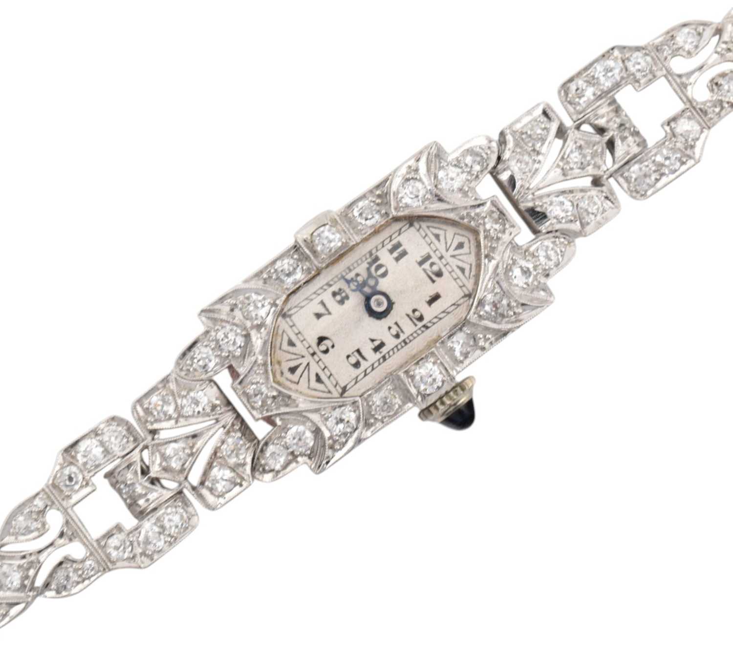 Lot 38 - ART DECO PLATINUM & DIAMOND COCKTAIL WRISTWATCH