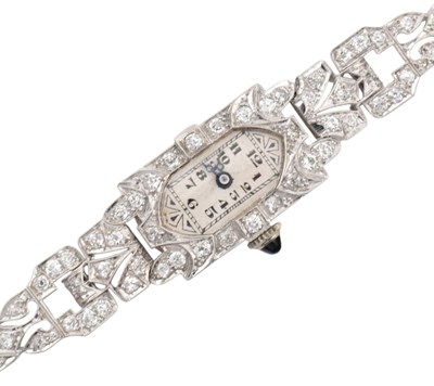 Lot 38 - ART DECO PLATINUM & DIAMOND COCKTAIL WRISTWATCH