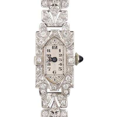 Lot 38 - ART DECO PLATINUM & DIAMOND COCKTAIL WRISTWATCH