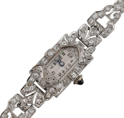 Lot 38 - ART DECO PLATINUM & DIAMOND COCKTAIL WRISTWATCH