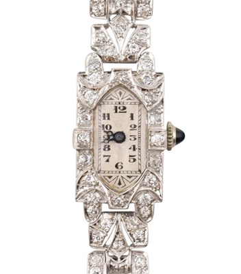 Lot 38 - ART DECO PLATINUM & DIAMOND COCKTAIL WRISTWATCH