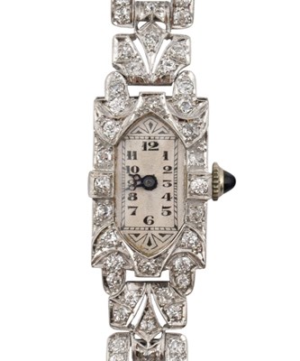 Lot 38 - ART DECO PLATINUM & DIAMOND COCKTAIL WRISTWATCH