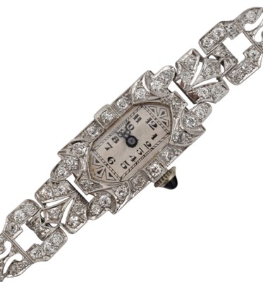 Lot 38 - ART DECO PLATINUM & DIAMOND COCKTAIL WRISTWATCH